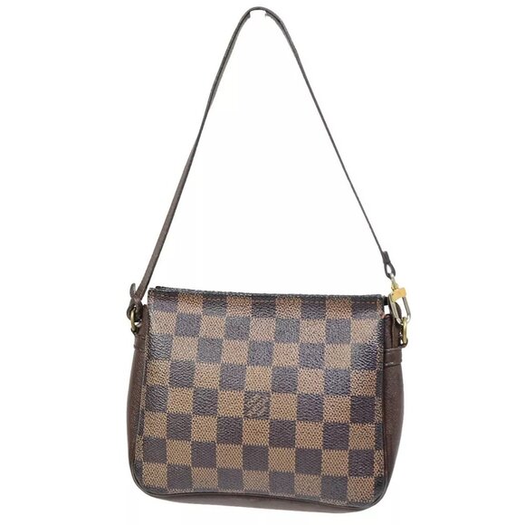 LOUIS VUITTON Trousse Makeup Hand Bag Damier Ebene Leather Brown - Picture 1 of 16
